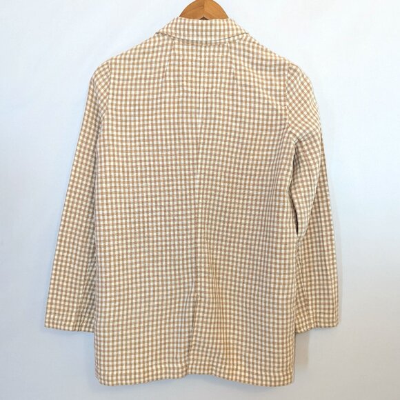Madewell | Oversized Gingham Blazer "Dorset" in Tan & White Plaid Size XXS - Picture 4 of 11